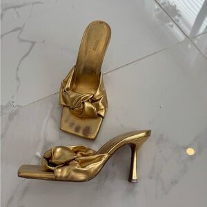 Chic Gold Heeled Sandals